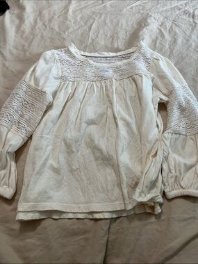 Old Navy Cream Lace Yoke Girls' Long Sleeve Top